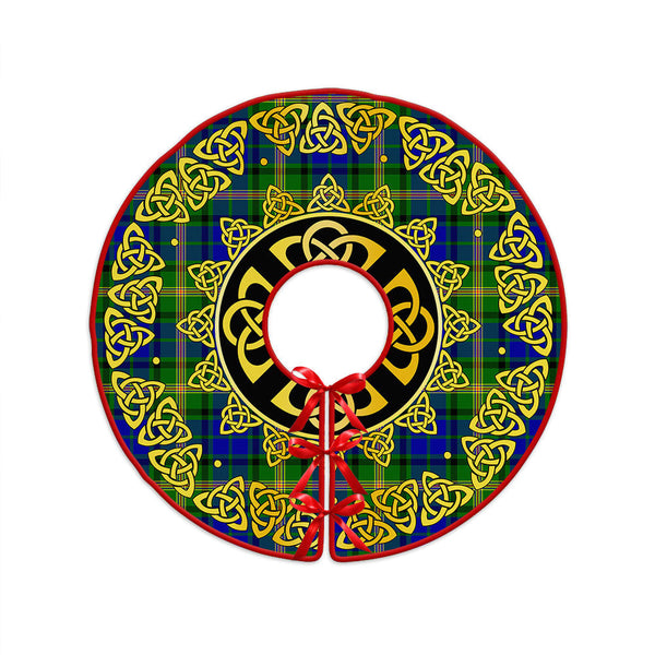 Maitland Clan Badge Tartan Christmas Tree Skirt Golden Celtic Heritage