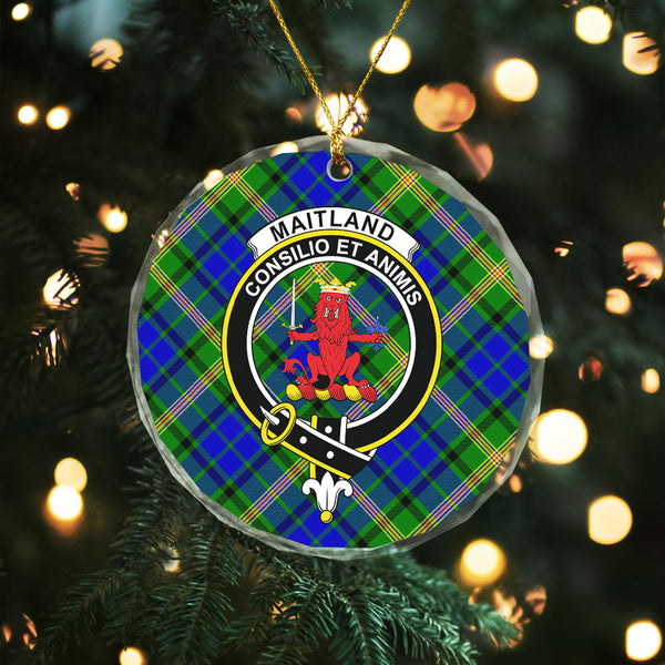Maitland Clan Badge Tartan Glass Ornament