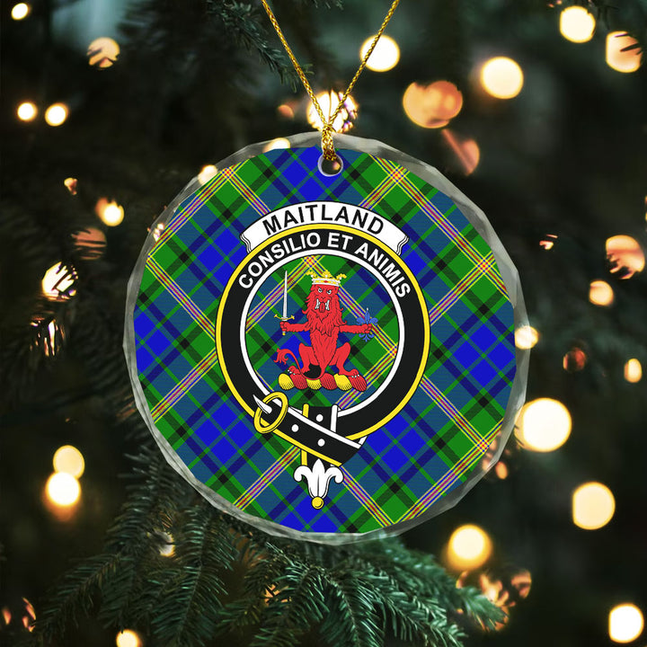 Maitland Clan Badge Tartan Glass Ornament