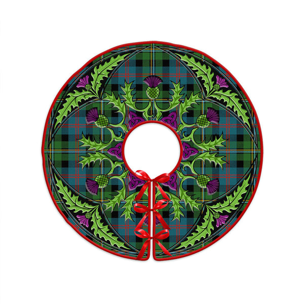 Malcolm Ancient Clan Badge Tartan Christmas Tree Skirt Scottish Thistle Design