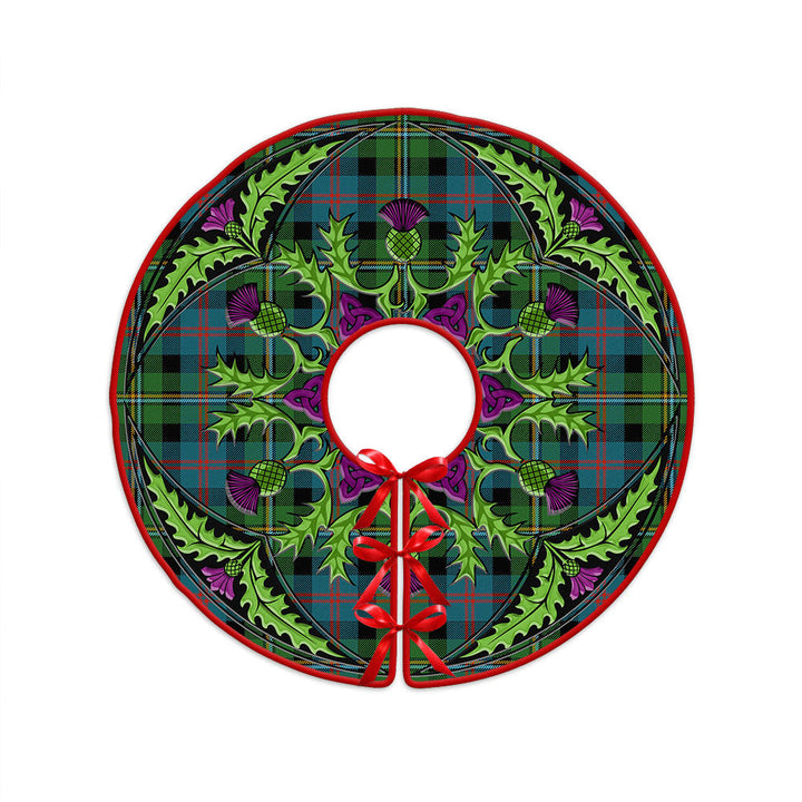 Malcolm Ancient Clan Badge Tartan Christmas Tree Skirt Scottish Thistle Design