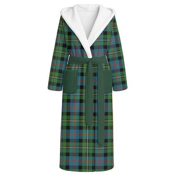 Malcolm Ancient Clan Badge Tartan Flannel Hooded Bathrobe
