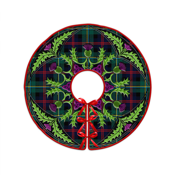 Malcolm Modern Clan Badge Tartan Christmas Tree Skirt Scottish Thistle Design
