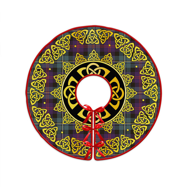 Malcolm Weathered Clan Badge Tartan Christmas Tree Skirt Golden Celtic Heritage