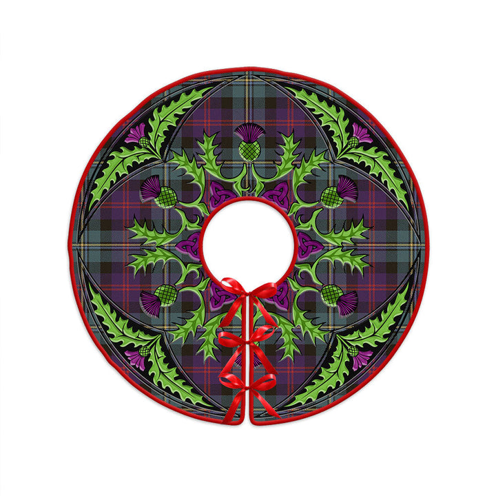 Malcolm Weathered Clan Badge Tartan Christmas Tree Skirt Scottish Thistle Design