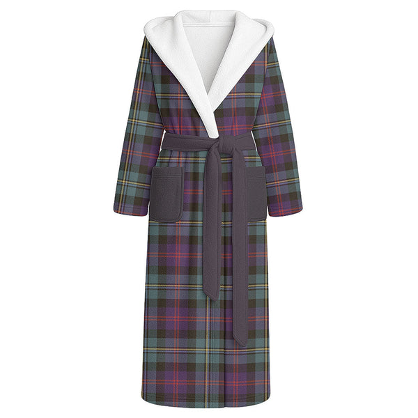 Malcolm Weathered Clan Badge Tartan Flannel Hooded Bathrobe