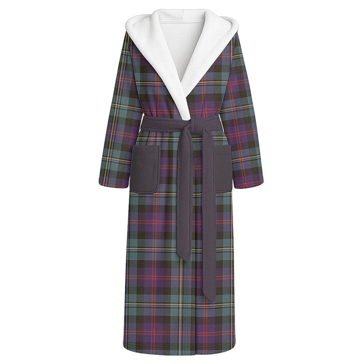 Malcolm Weathered Clan Badge Tartan Flannel Hooded Bathrobe