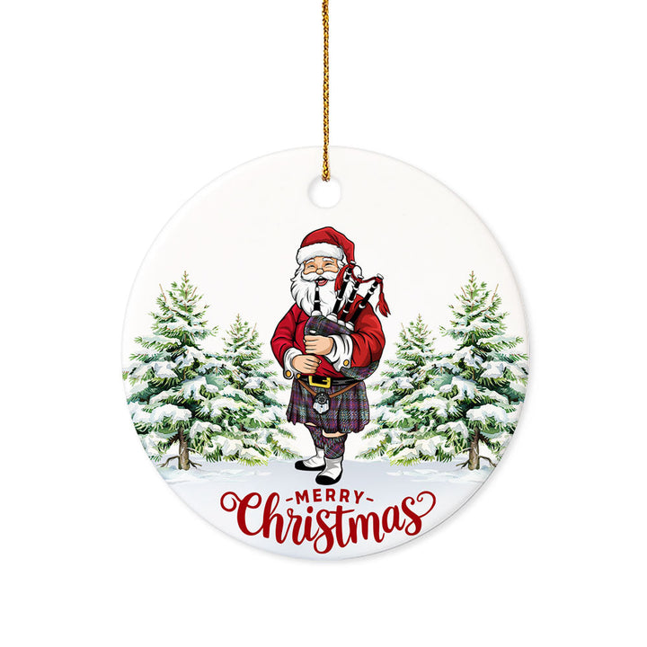 Malcolm Weathered Tartan Ceramic Ornament Santa