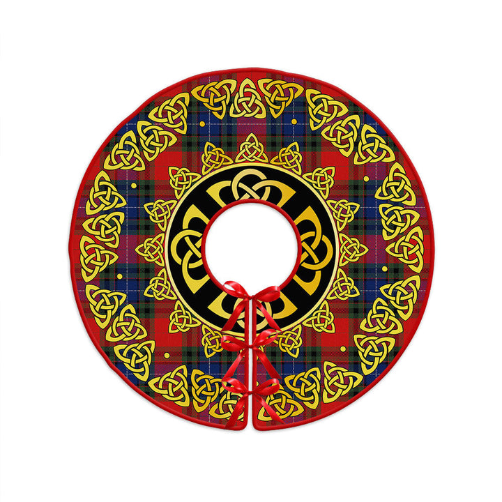 Manson Modern Clan Badge Tartan Christmas Tree Skirt Golden Celtic Heritage