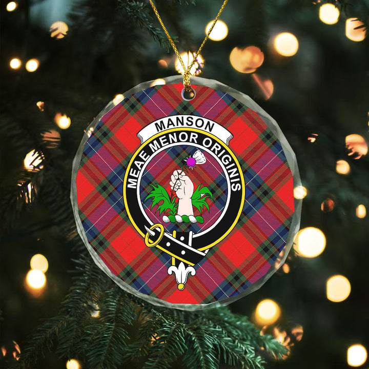 Manson Modern Clan Badge Tartan Glass Ornament