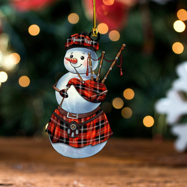 Marjoribanks Ancient Clan Badge Tartan Wood Acrylic Ornament Snowman Bagpipe Personalized