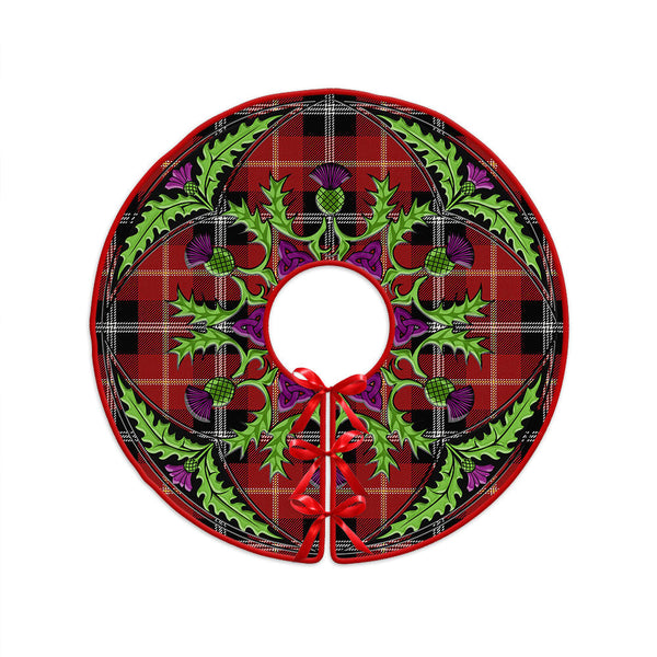 Marjoribanks Modern Clan Badge Tartan Christmas Tree Skirt Scottish Thistle Design
