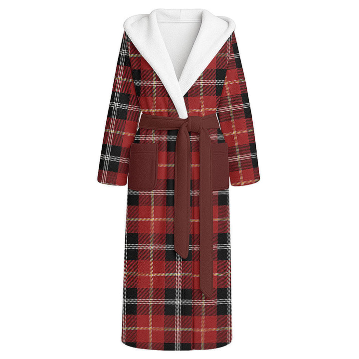 Marjoribanks Modern Clan Badge Tartan Flannel Hooded Bathrobe