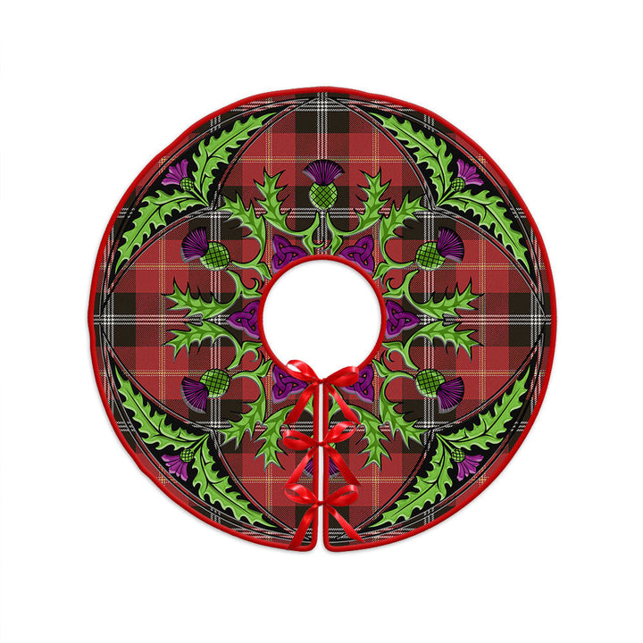 Marjoribanks Weathered Clan Badge Tartan Christmas Tree Skirt Scottish Thistle Design