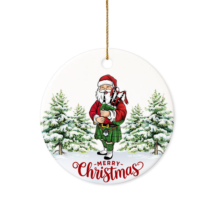 Marr Ancient Tartan Ceramic Ornament Santa