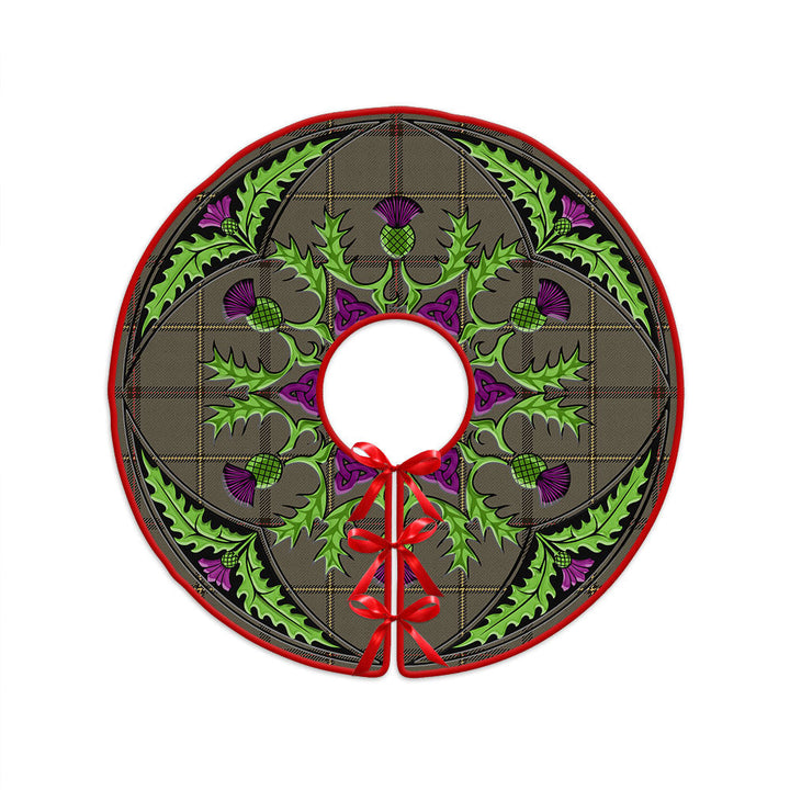 Marr Weathered Clan Badge Tartan Christmas Tree Skirt Scottish Thistle Design