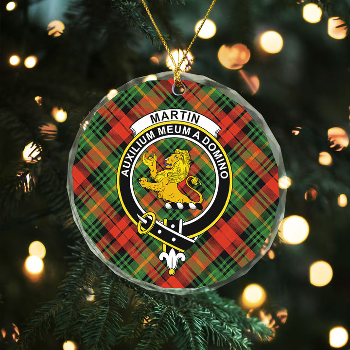 Martin Ancient Clan Badge Tartan Glass Ornament