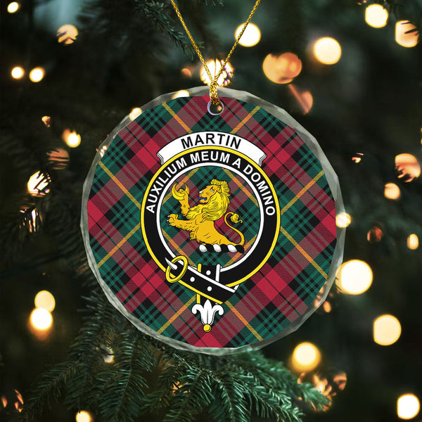 Martin Modern Clan Badge Tartan Glass Ornament
