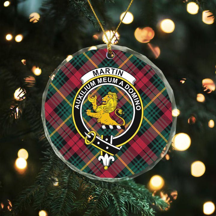 Martin Modern Clan Badge Tartan Glass Ornament