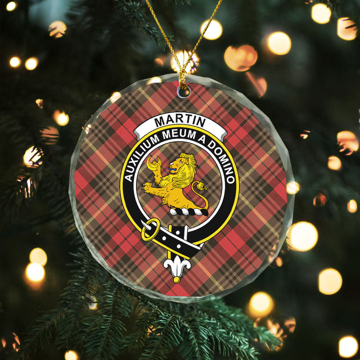Martin Weathered Clan Badge Tartan Glass Ornament