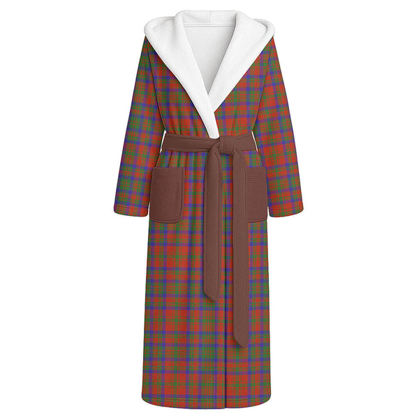 Matheson Ancient Clan Badge Tartan Flannel Hooded Bathrobe