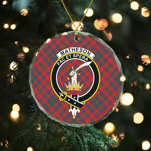 Matheson Modern Clan Badge Tartan Glass Ornament