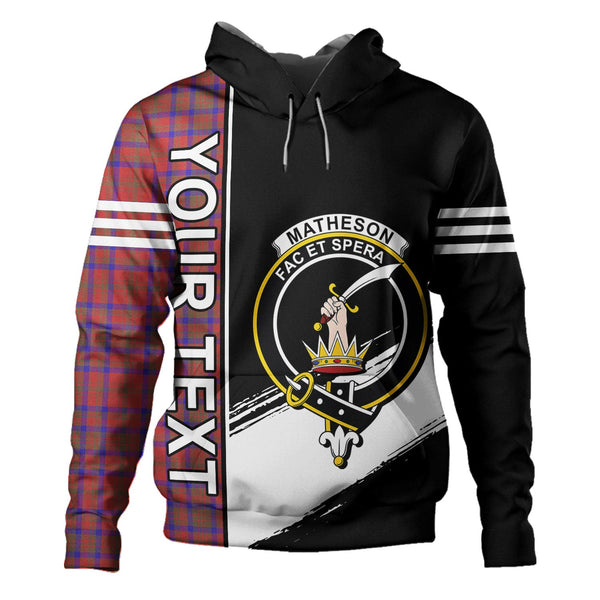 Matheson Weathered Clan Badge Tartan Hoodie Quarter Style Personalized