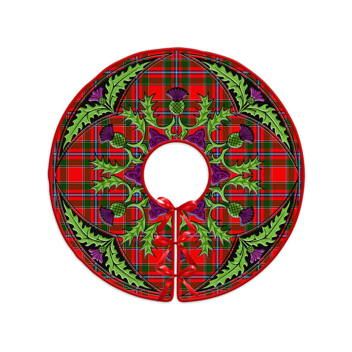 Maule Clan Badge Tartan Christmas Tree Skirt Scottish Thistle Design
