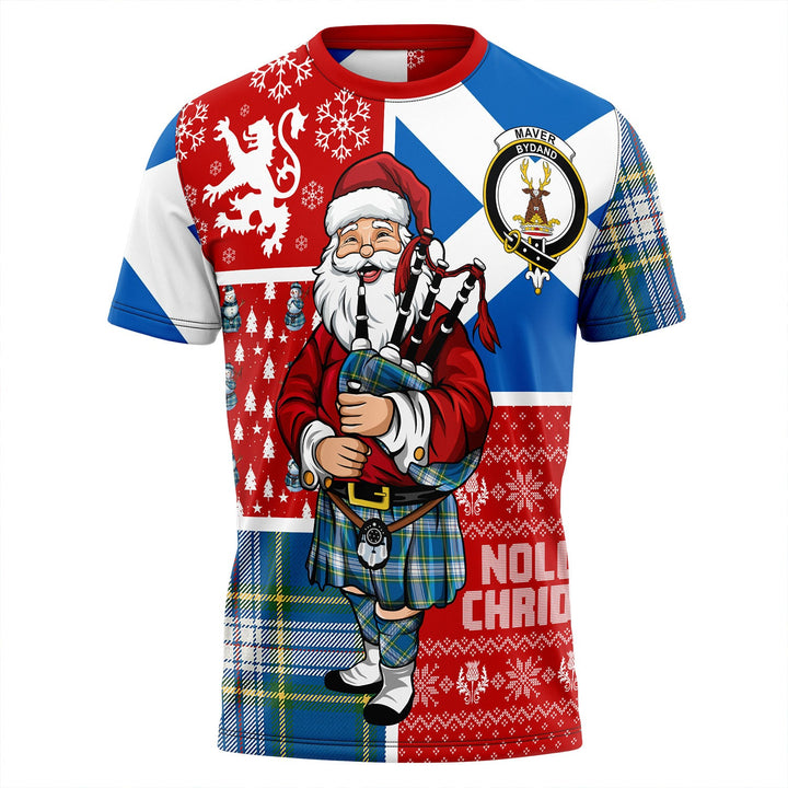 Maver Dress Ancient Clan Badge Tartan T-Shirt Scotland Christmas Santa