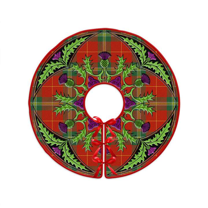 Maver Modern Clan Badge Tartan Christmas Tree Skirt Scottish Thistle Design