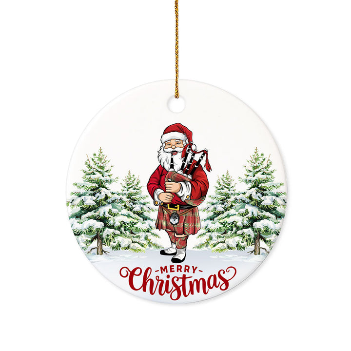 Maver Weathered Tartan Ceramic Ornament Santa