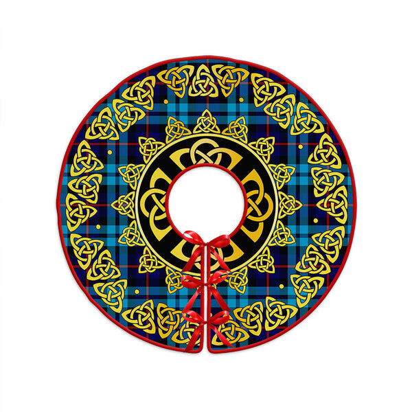 McCorquodale Clan Badge Tartan Christmas Tree Skirt Golden Celtic Heritage