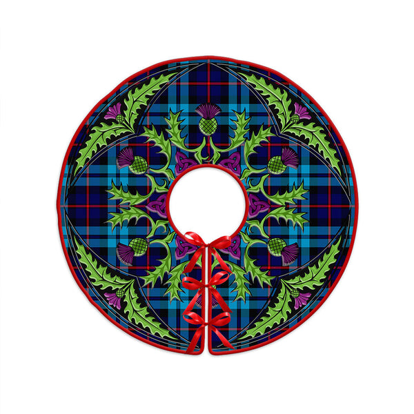 McCorquodale Clan Badge Tartan Christmas Tree Skirt Scottish Thistle Design