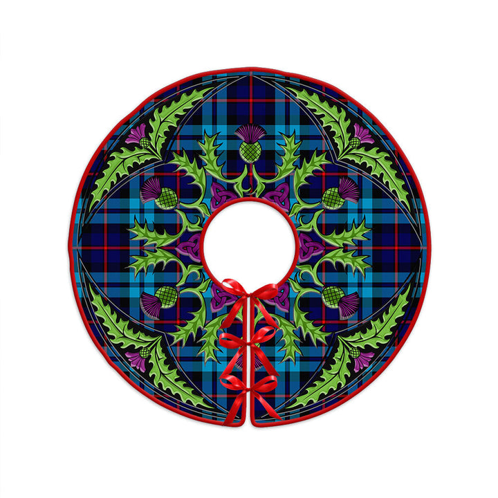 McCorquodale Clan Badge Tartan Christmas Tree Skirt Scottish Thistle Design