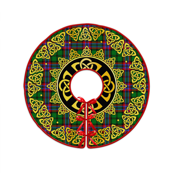 McGeachie Clan Badge Tartan Christmas Tree Skirt Golden Celtic Heritage