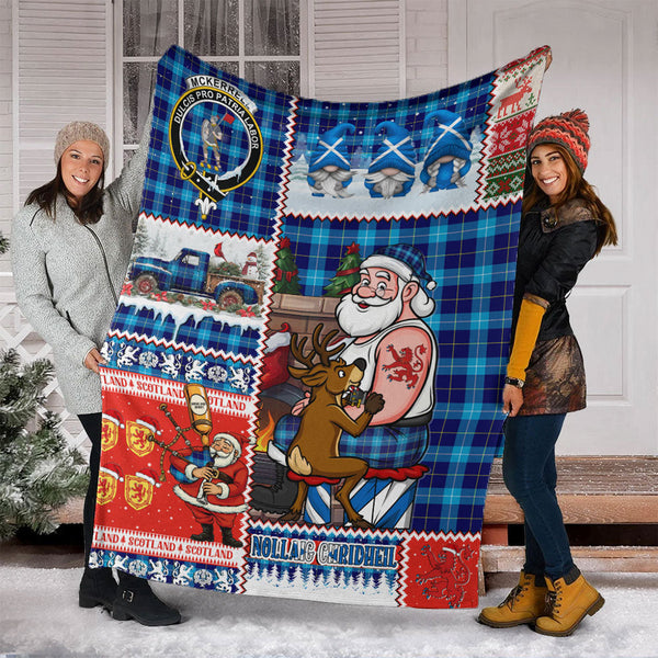 McKerrell Clan Badge Tartan Blanket Scotland Santa Tattoo Christmas Comic Patchwork Style
