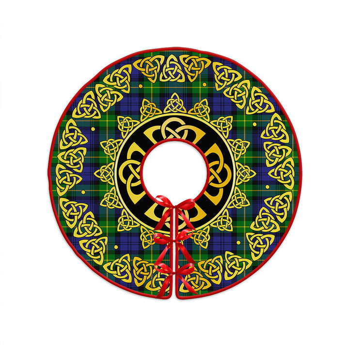 Meldrum Clan Badge Tartan Christmas Tree Skirt Golden Celtic Heritage