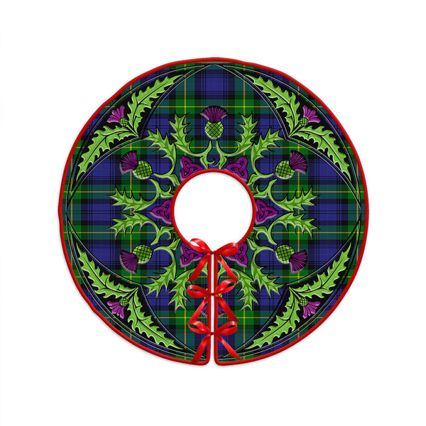 Meldrum Clan Badge Tartan Christmas Tree Skirt Scottish Thistle Design