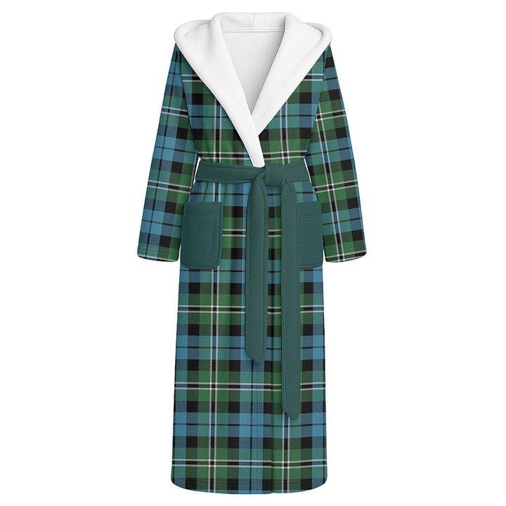 Melville Ancient Clan Badge Tartan Flannel Hooded Bathrobe