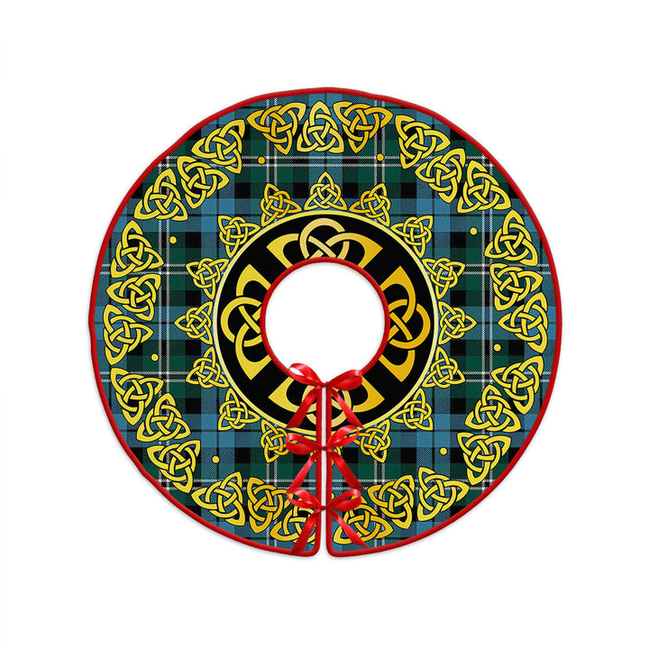 Melville Modern Clan Badge Tartan Christmas Tree Skirt Golden Celtic Heritage