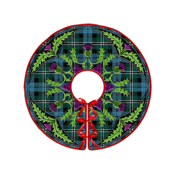 Melville Modern Clan Badge Tartan Christmas Tree Skirt Scottish Thistle Design