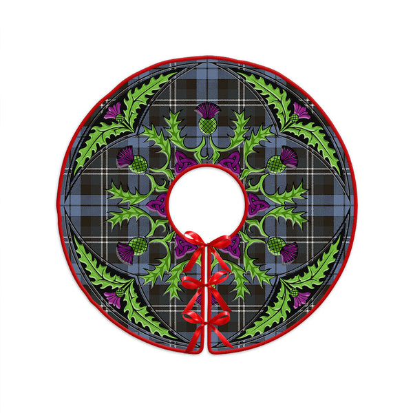 Melville Weathered Clan Badge Tartan Christmas Tree Skirt Scottish Thistle Design