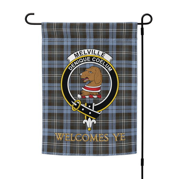 Melville Weathered Clan Badge Tartan Garden Flag