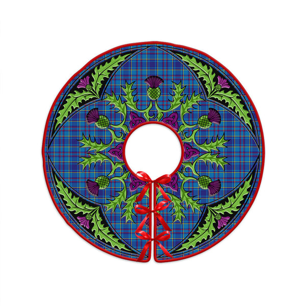 Mercer Modern Clan Badge Tartan Christmas Tree Skirt Scottish Thistle Design