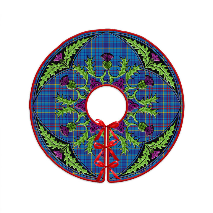 Mercer Modern Clan Badge Tartan Christmas Tree Skirt Scottish Thistle Design