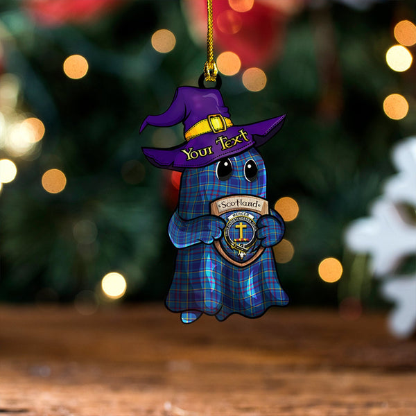 Mercer Modern Clan Badge Tartan Wood Acrylic Ornament Halloween Ghost