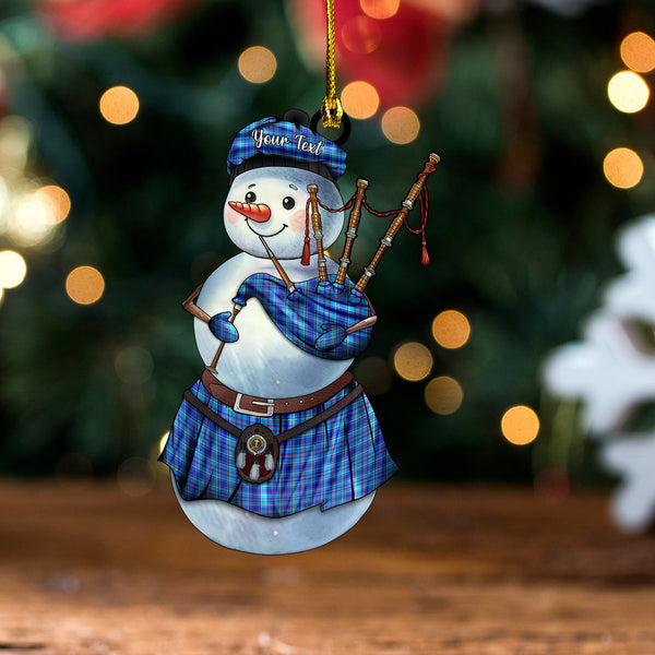 Mercer Modern Clan Badge Tartan Wood Acrylic Ornament Snowman Bagpipe Personalized