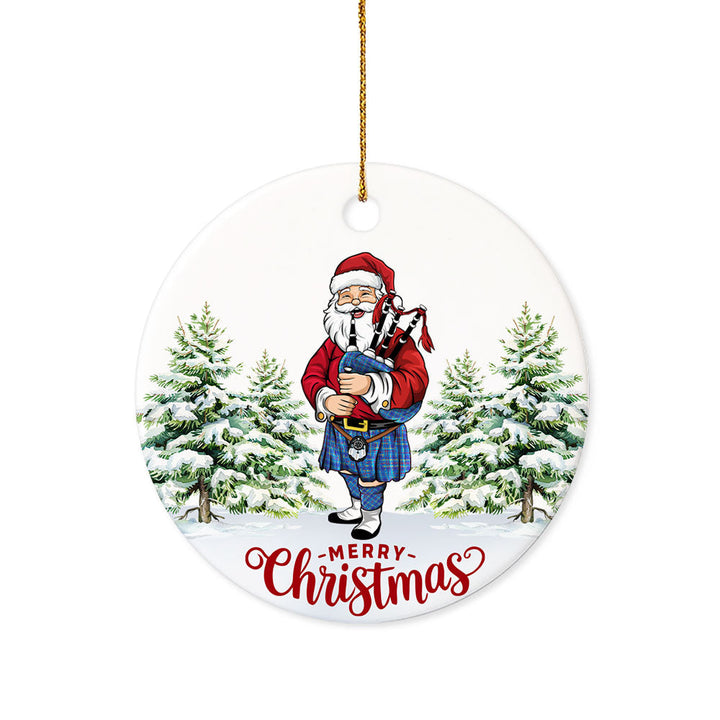 Mercer Modern Tartan Ceramic Ornament Santa