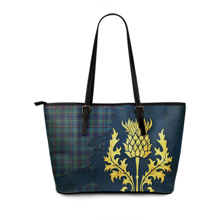 Mercer Modern Tartan Leather Tote Bag Thistle Oldest Style