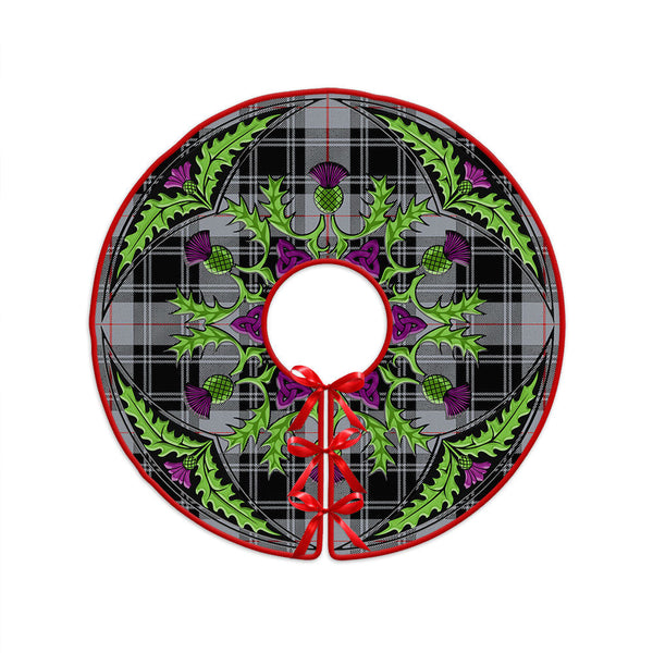 Moffat Modern Clan Badge Tartan Christmas Tree Skirt Scottish Thistle Design